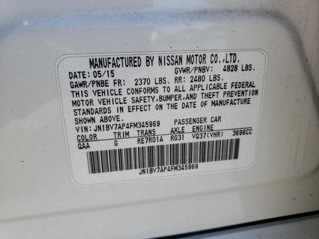 Photo 10 from auction – 2015 INFINITI Q50 BASE with VIN JN1BV7AP4FM345969