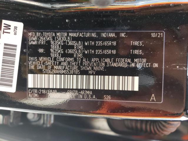 Photo 10 from auction – 2021 TOYOTA HIGHLANDER with VIN 5TDGZRAH8MS538185