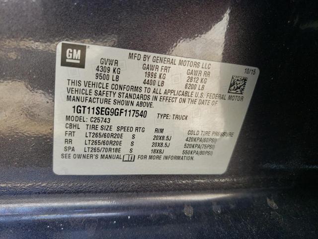Photo 10 from auction – 2016 GMC SIERRA C25 with VIN 1GT11SEG9GF117540