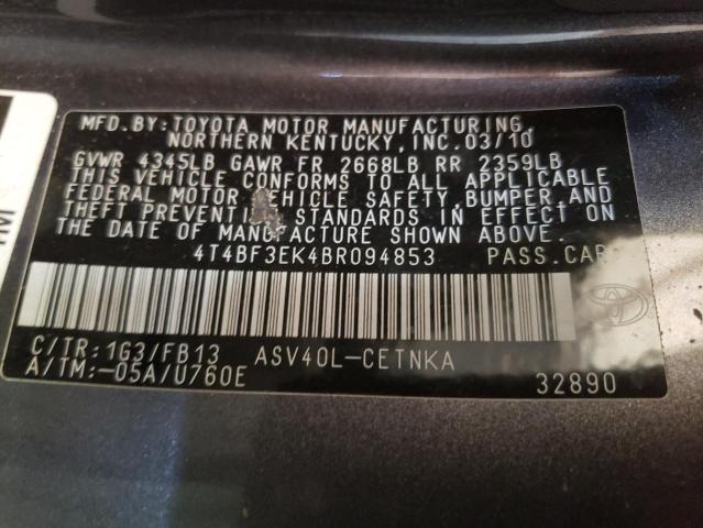 Photo 10 from auction – 2011 TOYOTA CAMRY BASE with VIN 4T4BF3EK4BR094853