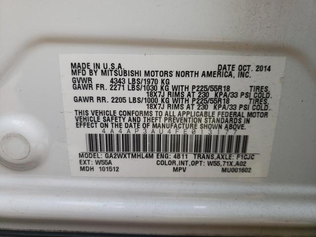 Photo 10 from auction – 2015 MITSUBISHI OUTLANDER with VIN 4A4AP3AU4FE013177