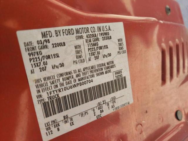 Photo 10 from auction – 1998 FORD RANGER with VIN 1FTYR10U6WPB00704