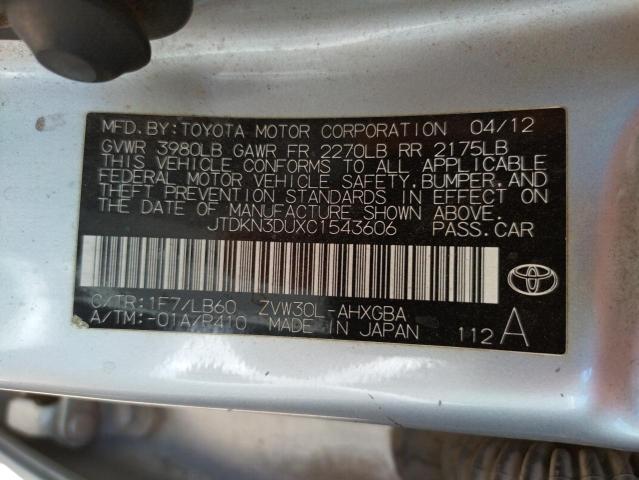 Photo 10 from auction – 2012 TOYOTA PRIUS with VIN JTDKN3DUXC1543606