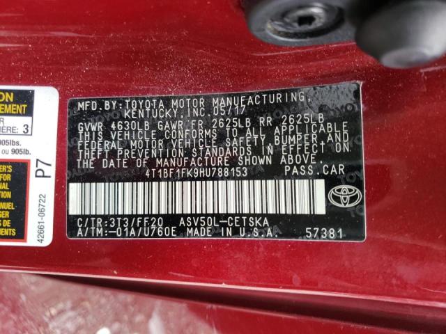 Photo 10 from auction – 2017 TOYOTA CAMRY LE with VIN 4T1BF1FK9HU788153