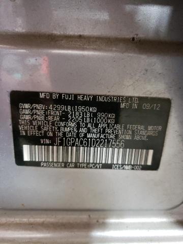 Photo 10 from auction – 2013 SUBARU IMPREZA PR with VIN JF1GPAC61D2217556