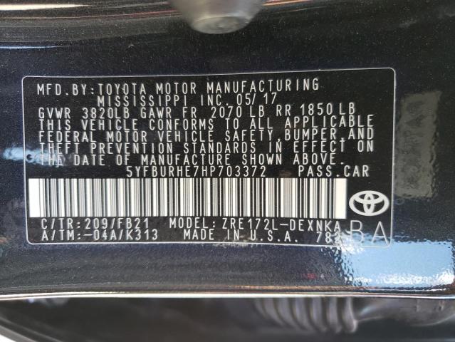 Photo 10 from auction – 2017 TOYOTA COROLLA L with VIN 5YFBURHE7HP703372
