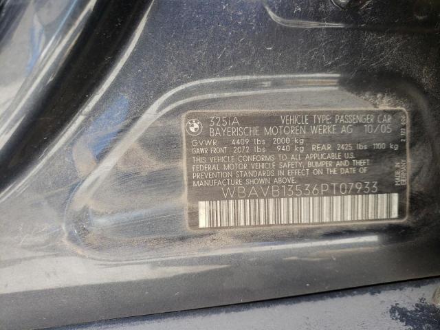 Photo 10 from auction – 2006 BMW 325 I with VIN WBAVB13536PT07933