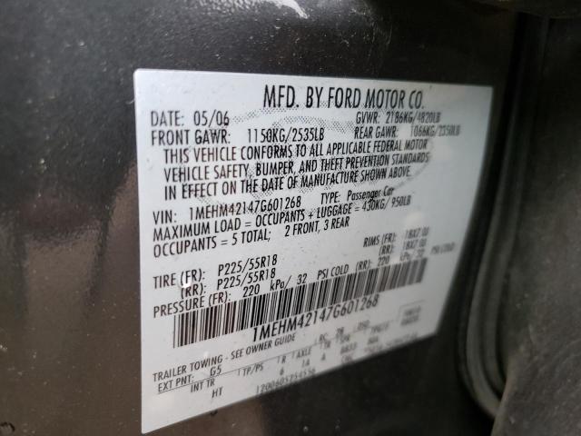Photo 10 from auction – 2007 MERCURY MONTEGO PR with VIN 1MEHM42147G601268