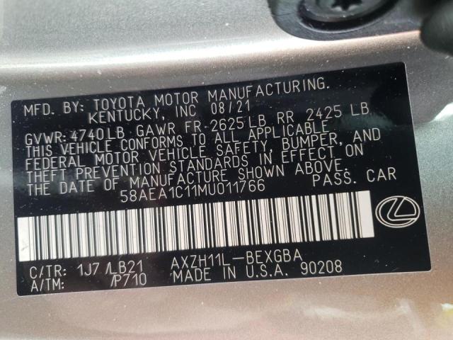 Photo 10 from auction – 2021 LEXUS ES 300H LU with VIN 58AEA1C11MU011766