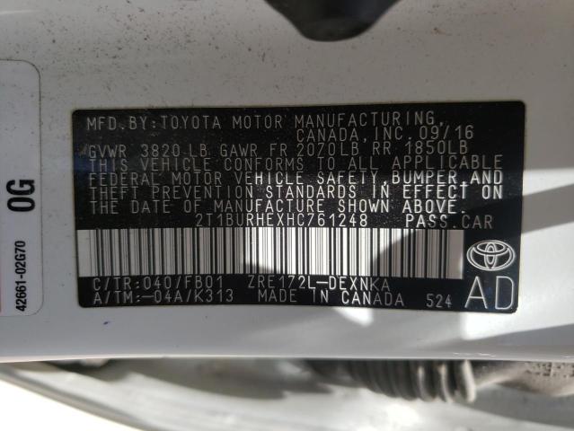 Foto 10 de la subasta – 2017 TOYOTA COROLLA L con VIN 2T1BURHEXHC761248