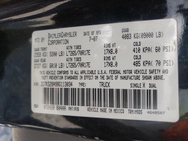 Photo 10 from auction – 2008 DODGE RAM 2500 S with VIN 3D7KS28A98G113034