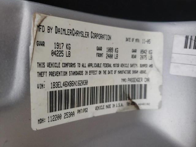 Photo 10 from auction – 2006 DODGE STRATUS SX with VIN 1B3EL46X86N162030