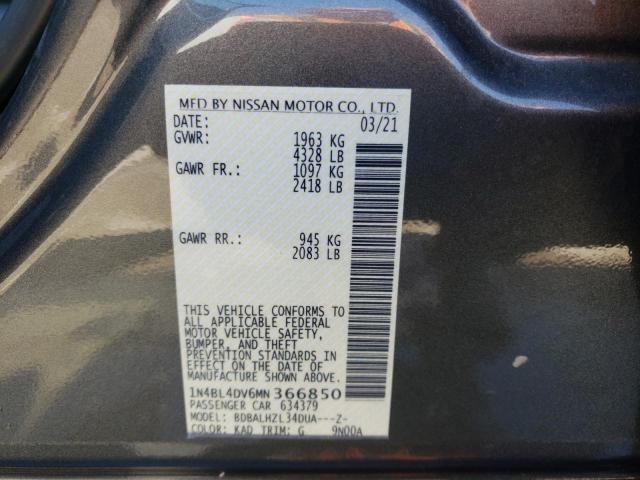 Photo 10 from auction – 2021 NISSAN ALTIMA SV with VIN 1N4BL4DV6MN366850