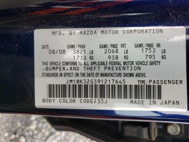 Photo 10 from auction – 2009 MAZDA 3 I with VIN JM1BK32G391217645