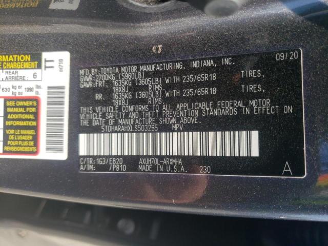 Photo 10 from auction – 2020 TOYOTA HIGHLANDER with VIN 5TDHARAHXLS503285