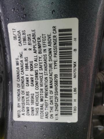 Photo 10 from auction – 2017 HONDA CIVIC LX with VIN 2HGFC2F55HH568799