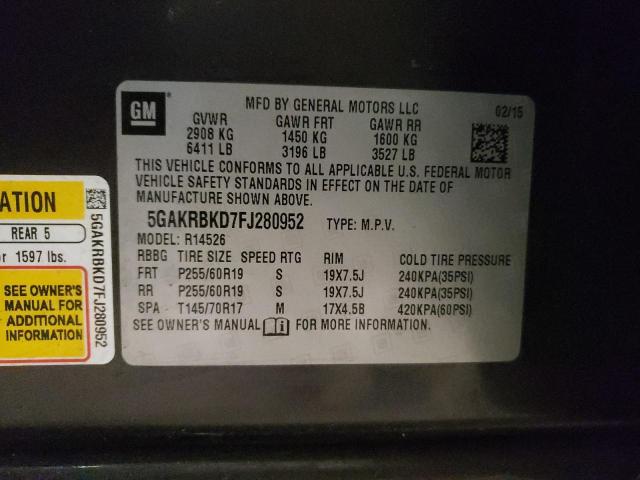 Photo 10 from auction – 2015 BUICK ENCLAVE with VIN 5GAKRBKD7FJ280952