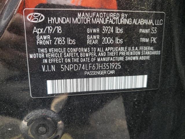 Photo 10 from auction – 2018 HYUNDAI ELANTRA SE with VIN 5NPD74LF6JH351925