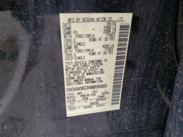 Photo 10 from auction – 2004 INFINITI QX56 with VIN 5N3AA08C34N806880
