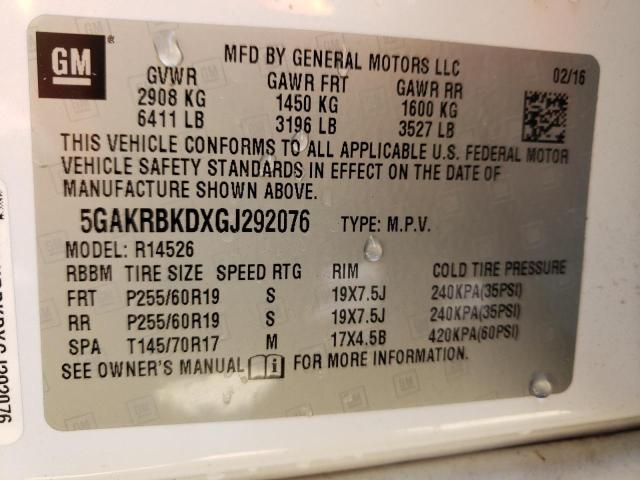 Photo 10 from auction – 2016 BUICK ENCLAVE with VIN 5GAKRBKDXGJ292076