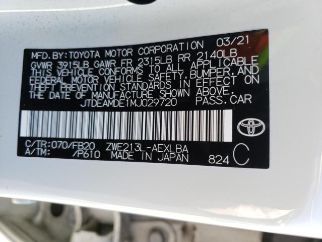 Photo 10 from auction – 2021 TOYOTA COROLLA LE with VIN JTDEAMDE1MJ029720