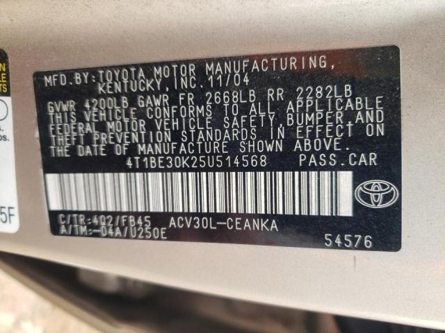 Photo 10 from auction – 2005 TOYOTA CAMRY LE with VIN 4T1BE30K25U514568