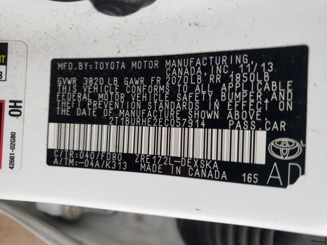 Photo 10 from auction – 2014 TOYOTA COROLLA L with VIN 2T1BURHE2EC057914