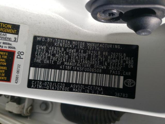 Photo 10 from auction – 2015 TOYOTA CAMRY LE with VIN 4T1BF1FK5FU006508