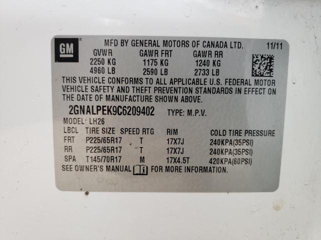 Photo 10 from auction – 2012 CHEVROLET EQUINOX LT with VIN 2GNALPEK9C6209402