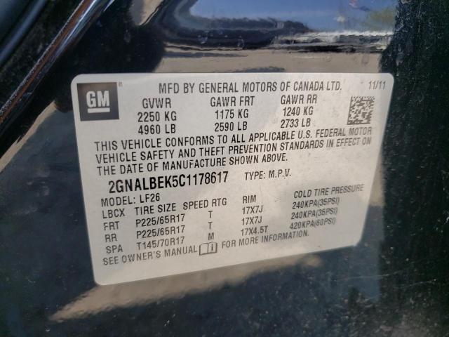 Photo 10 from auction – 2012 CHEVROLET EQUINOX LS with VIN 2GNALBEK5C1178617