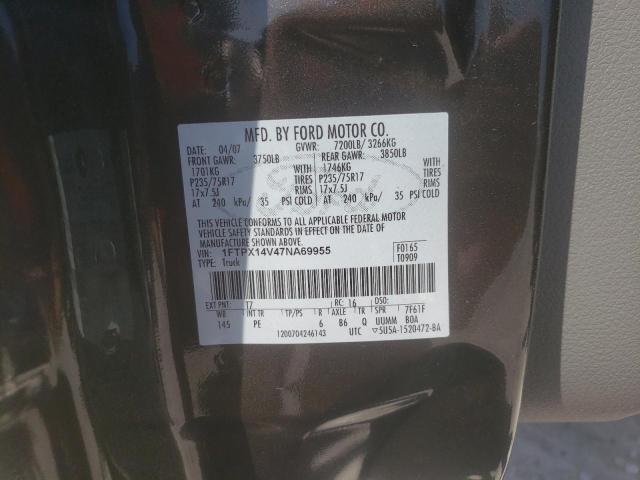 Photo 10 from auction – 2007 FORD F150 with VIN 1FTPX14V47NA69955