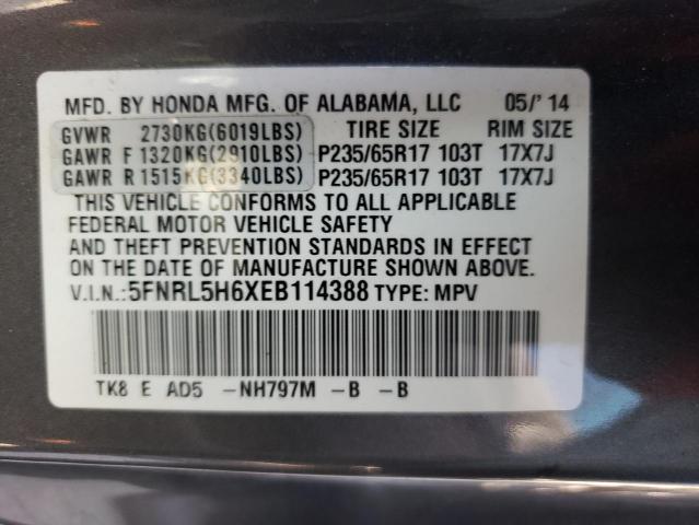 Photo 10 from auction – 2014 HONDA ODYSSEY EX with VIN 5FNRL5H6XEB114388