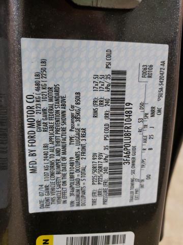 Photo 10 from auction – 2015 FORD FUSION SE with VIN 3FA6P0LU8FR104819
