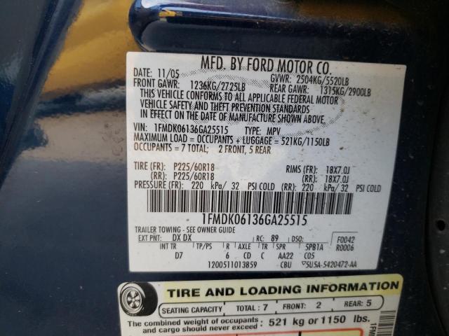 Photo 10 from auction – 2006 FORD FREESTYLE with VIN 1FMDK06136GA25515