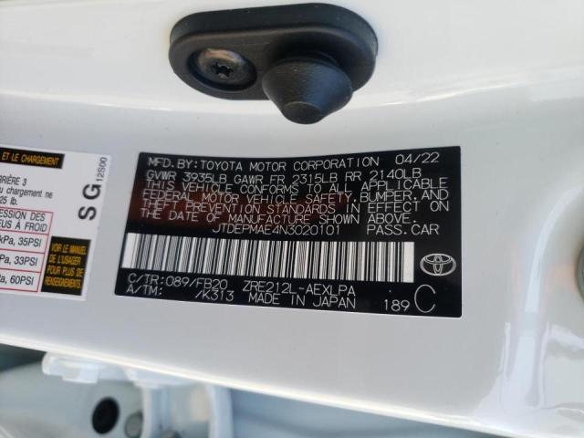 Photo 10 from auction – 2022 TOYOTA COROLLA LE with VIN JTDEPMAE4N3020101
