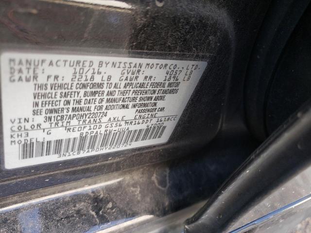 Photo 10 from auction – 2017 NISSAN SENTRA SR with VIN 3N1CB7AP0HY220724