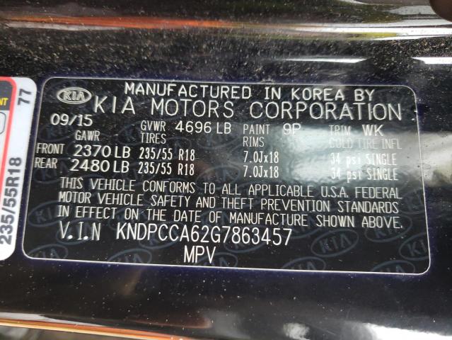 Photo 10 from auction – 2016 KIA SPORTAGE E with VIN KNDPCCA62G7863457