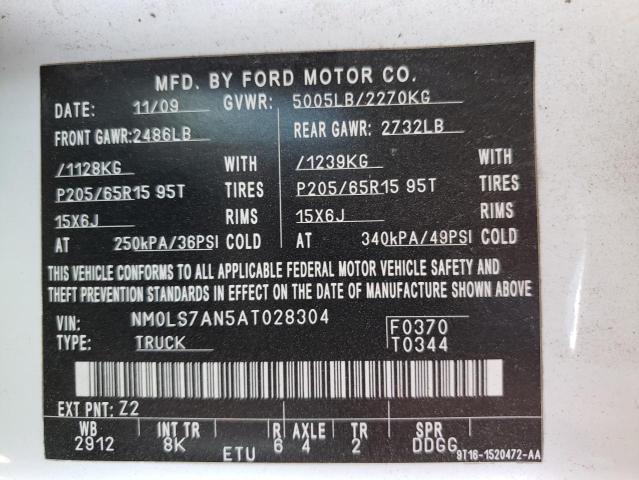 Photo 10 from auction – 2010 FORD TRANSIT CO with VIN NM0LS7AN5AT028304