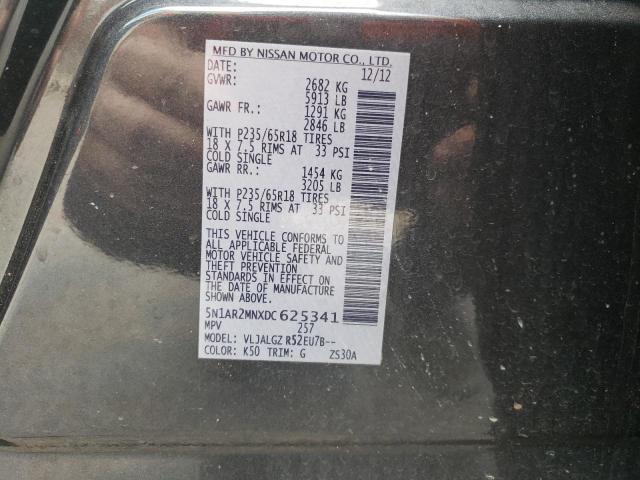 Photo 10 from auction – 2013 NISSAN PATHFINDER with VIN 5N1AR2MNXDC625341