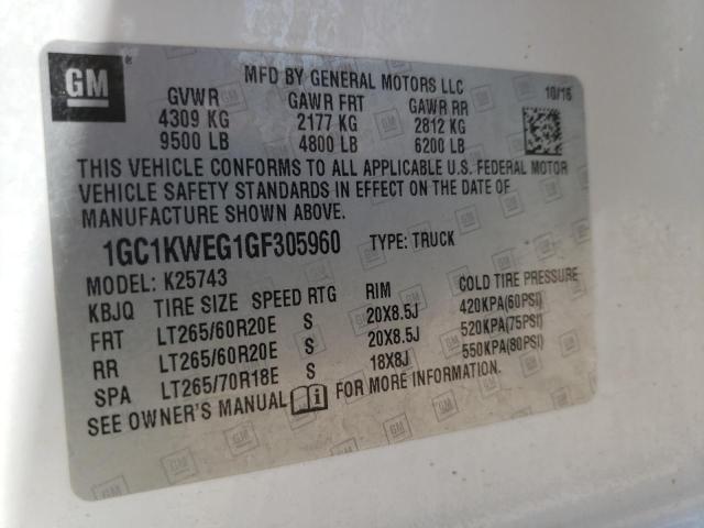 Photo 10 from auction – 2016 CHEVROLET SILVRK1500 with VIN 1GC1KWEG1GF305960