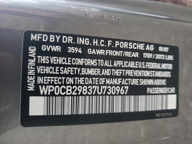 Photo 10 from auction – 2007 PORSCHE BOXSTER S with VIN WP0CB29837U730967