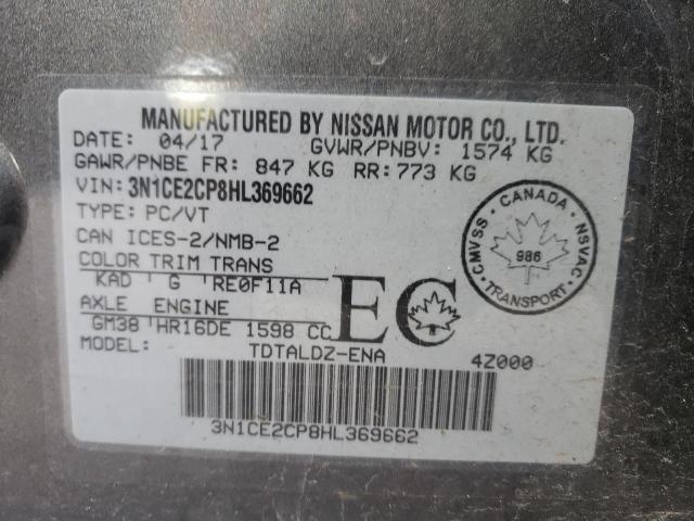 Photo 10 from auction – 2017 NISSAN VERSA NOTE with VIN 3N1CE2CP8HL369662