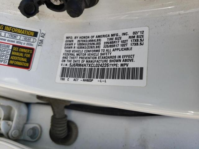 Photo 10 from auction – 2012 HONDA CR-V EXL with VIN 5J6RM4H7XCL024226