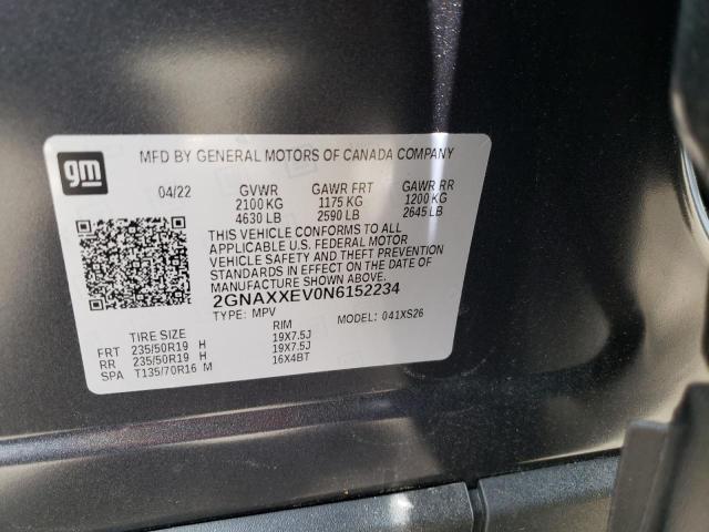Photo 10 from auction – 2022 CHEVROLET EQUINOX PR with VIN 2GNAXXEV0N6152234