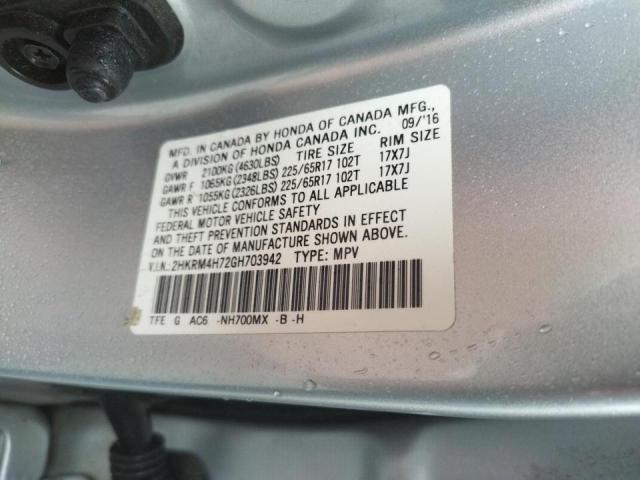 Photo 10 from auction – 2016 HONDA CRV with VIN 2HKRM4H72GH703942