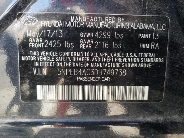 Photo 10 from auction – 2013 HYUNDAI SONATA GLS with VIN 5NPEB4AC3DH749738