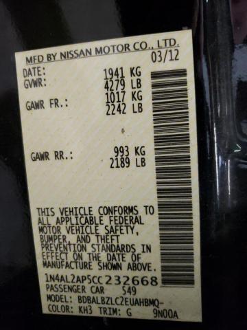 Photo 10 from auction – 2012 NISSAN ALTIMA BAS with VIN 1N4AL2AP5CC232668