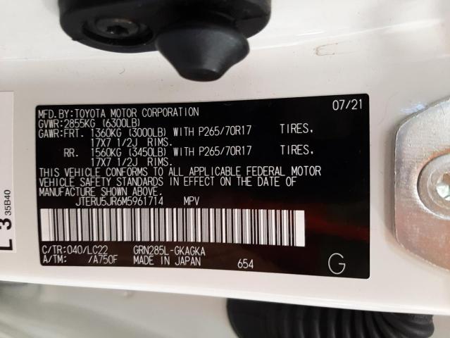 Photo 10 from auction – 2021 TOYOTA 4RUNNER SR with VIN JTERU5JR6M5961714