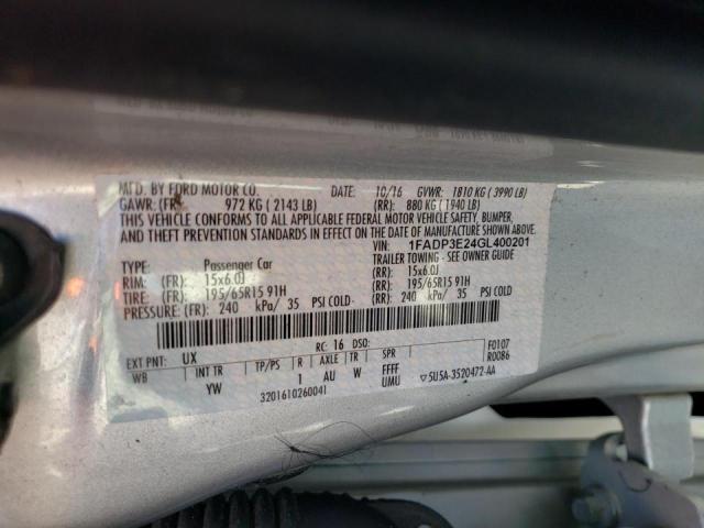 Photo 10 from auction – 2016 FORD FOCUS S with VIN 1FADP3E24GL400201