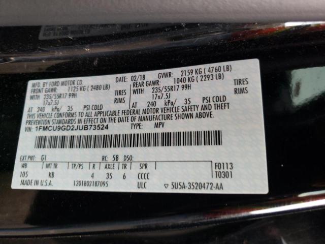 Photo 10 from auction – 2018 FORD ESCAPE SE with VIN 1FMCU9GD2JUB73524